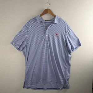 Ralph Lauren RLX Polo Mens 2XL Blue Stripe Longhorn Golf Club Performance Tech